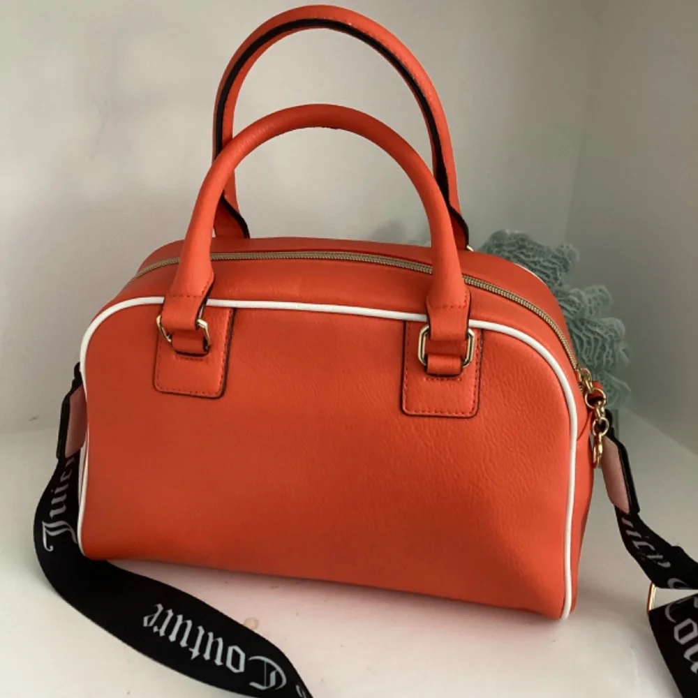 REDUCED Juicy Couture Fashionista Sports Bowler Satchel Crossbody Orange & White